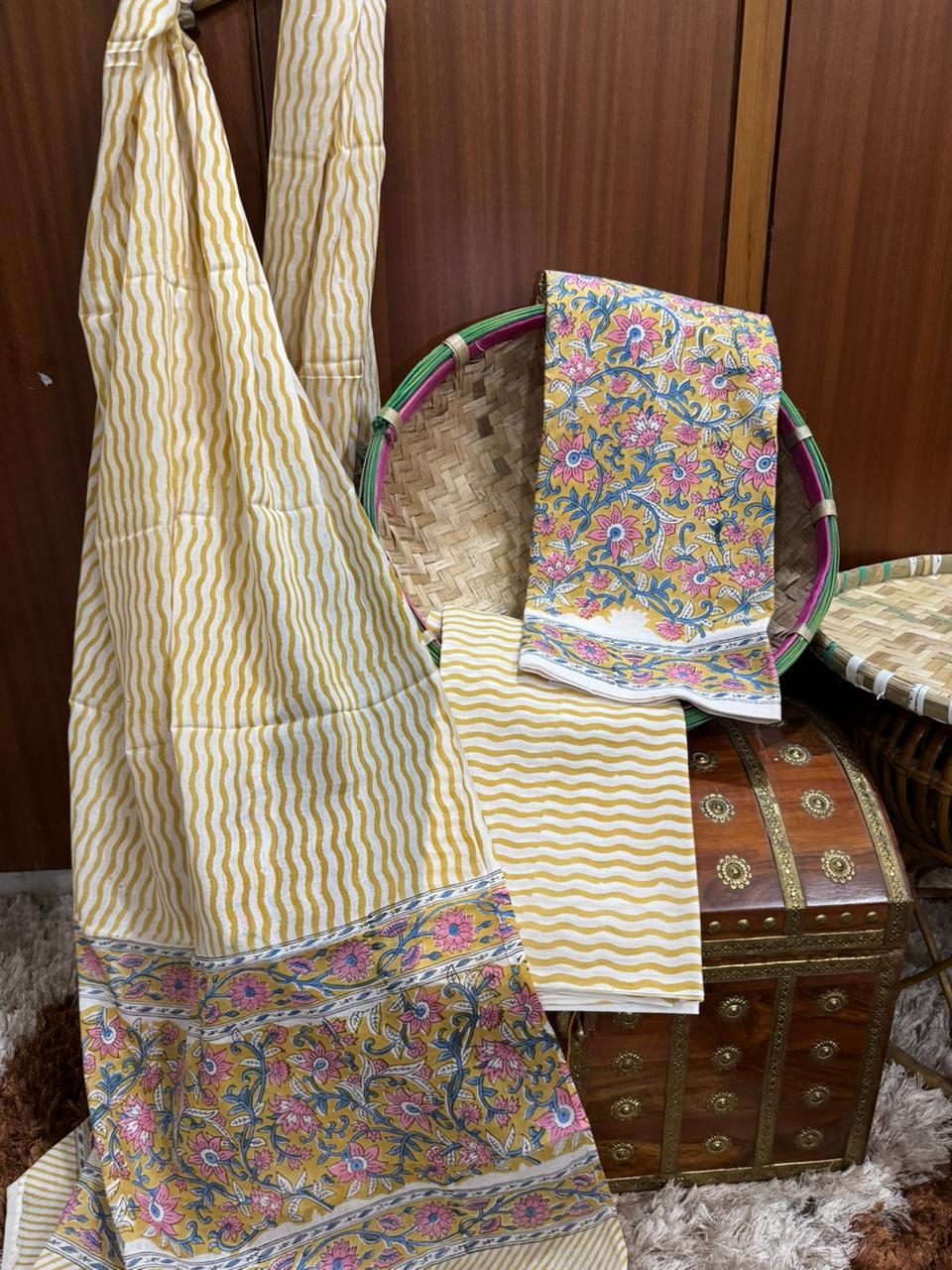 Exclusive Hand Block Print Cotton Suit With Cotton Dupatta (OCOTCO002)