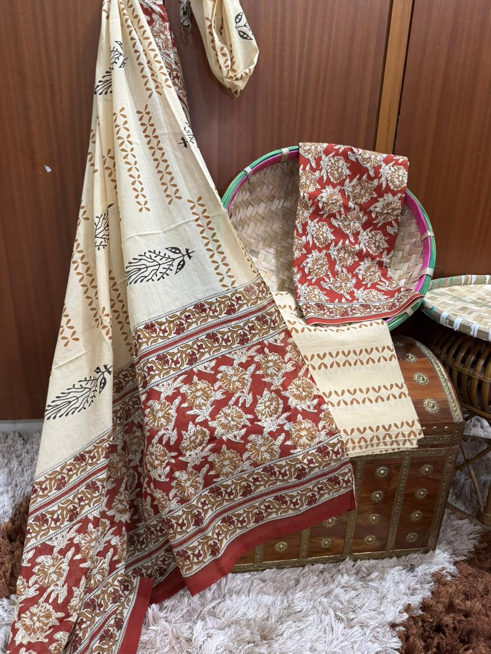 Exclusive Floral Print Cotton Suit With Cotton Dupatta (OCOTCO003)
