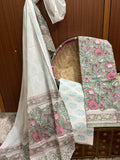 Exclusive Pista Green Cotton Suit With Cotton Dupatta (OCOTCO006)