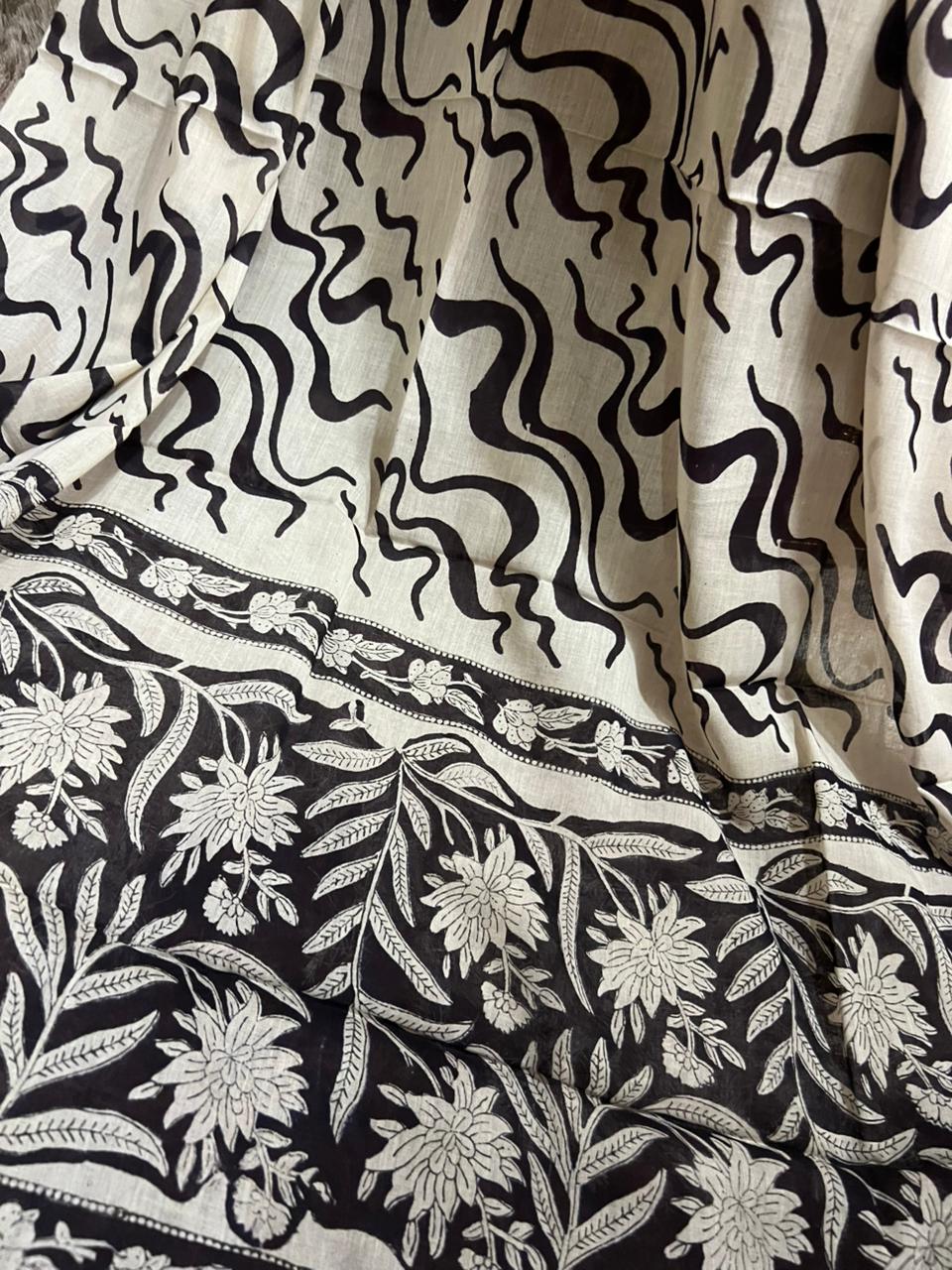 Onyx Bloom Hand Printed Cotton Suit With Cotton Dupatta (OCOTCO0010)