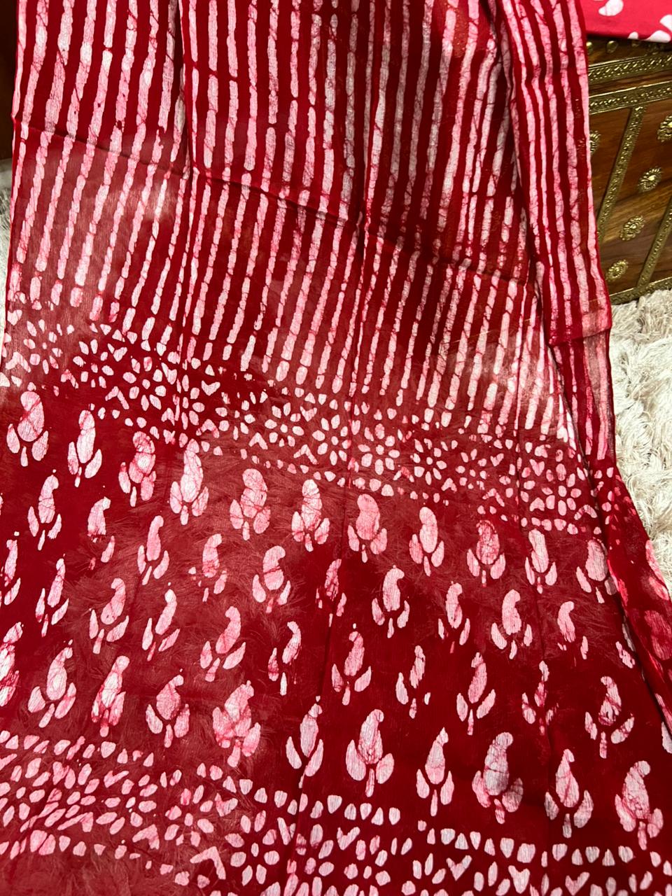 Exclusive Bagru Printed Cotton Suit With Chiffon Dupatta (OCOTCH007)