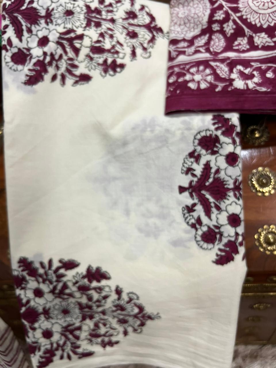 Deep Wine Heritage Cotton Suit With Chiffon Dupatta (OCOTCH010)