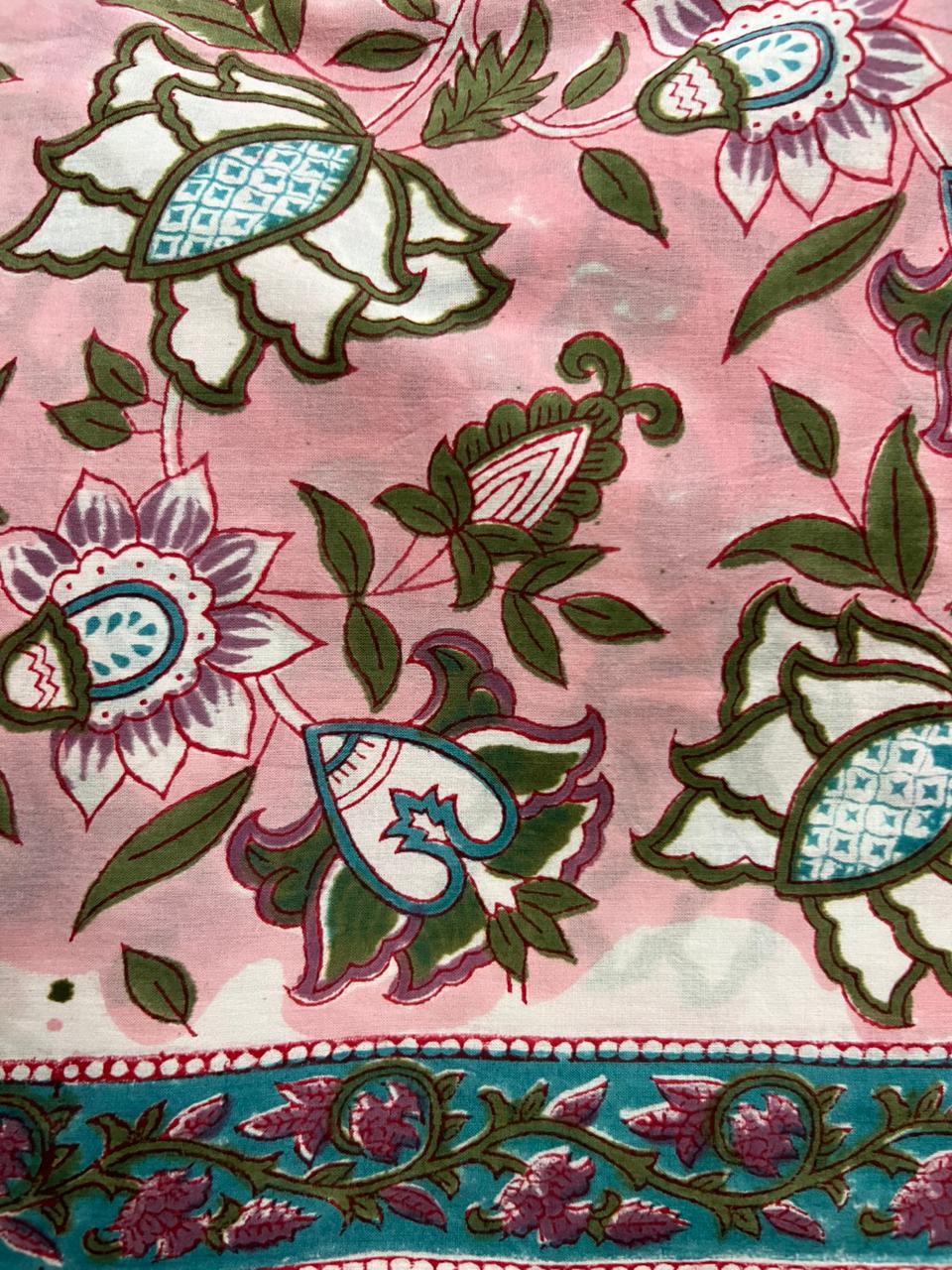 Premium Hand Printed Cotton Suit With Chiffon Dupatta (OCOTCF004)