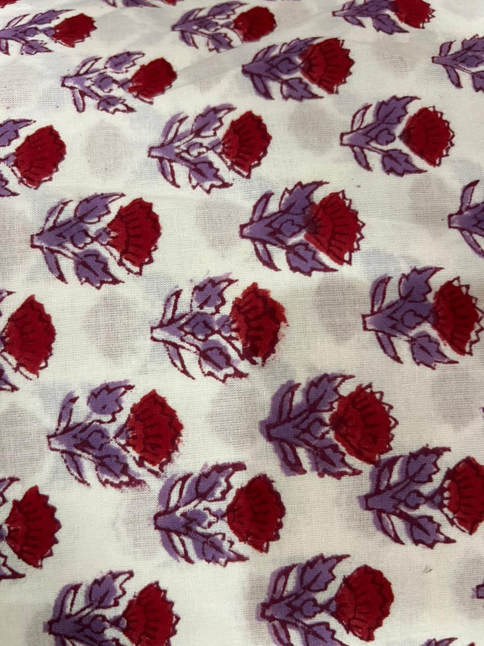 Exclusive Purple Hand Printed Cotton Suit With Kota Doria Dupatta (OCOTKO001)