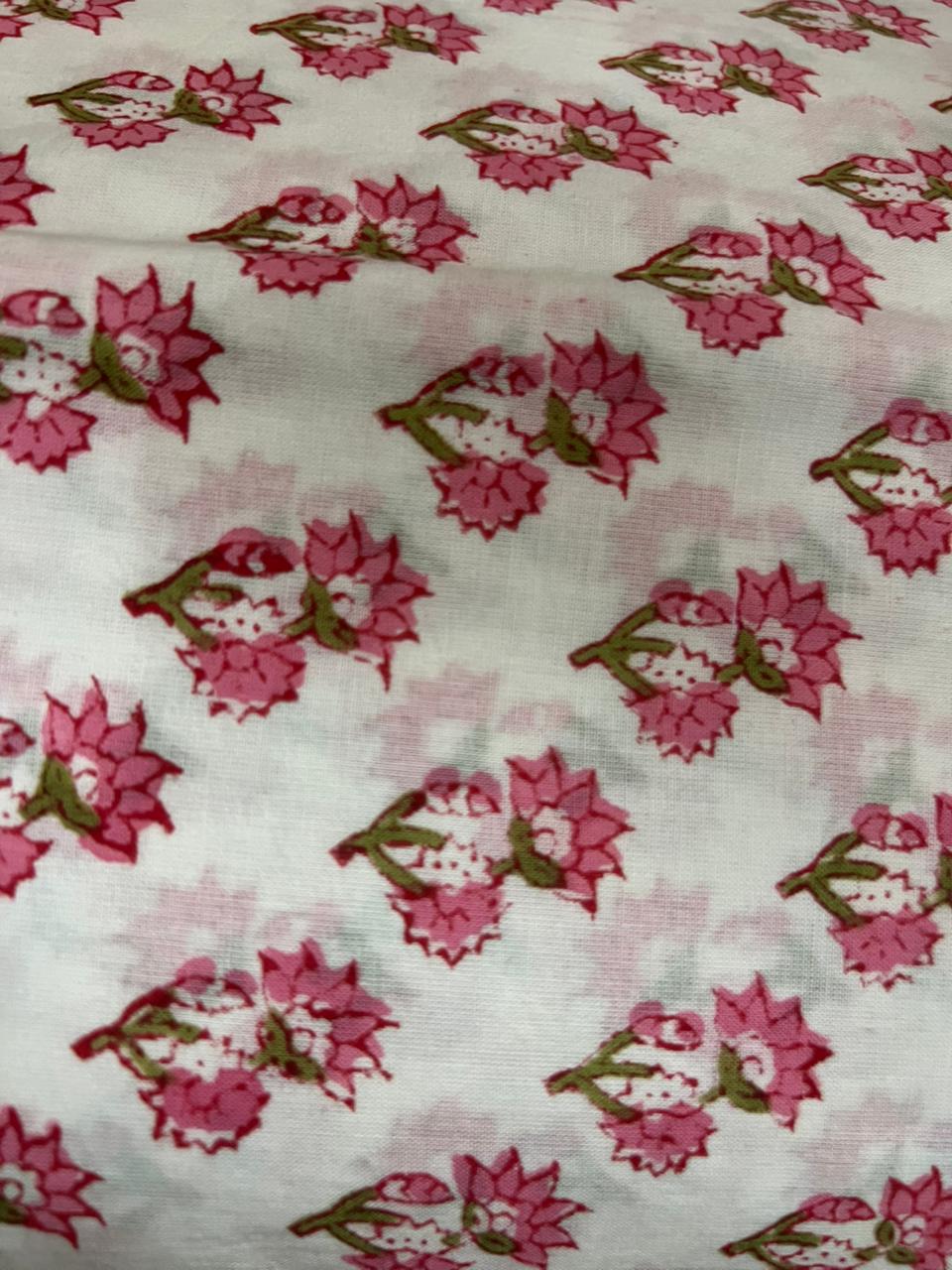 Yellow Pink Petals Floral Print Cotton Suit With Kota Doria Dupatta (OCOTKO003)
