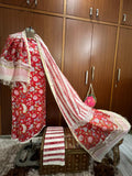 Exclusive Red Hand Block Printed Cotton Suit With Chanderi Dupatta (OCOTCH002)