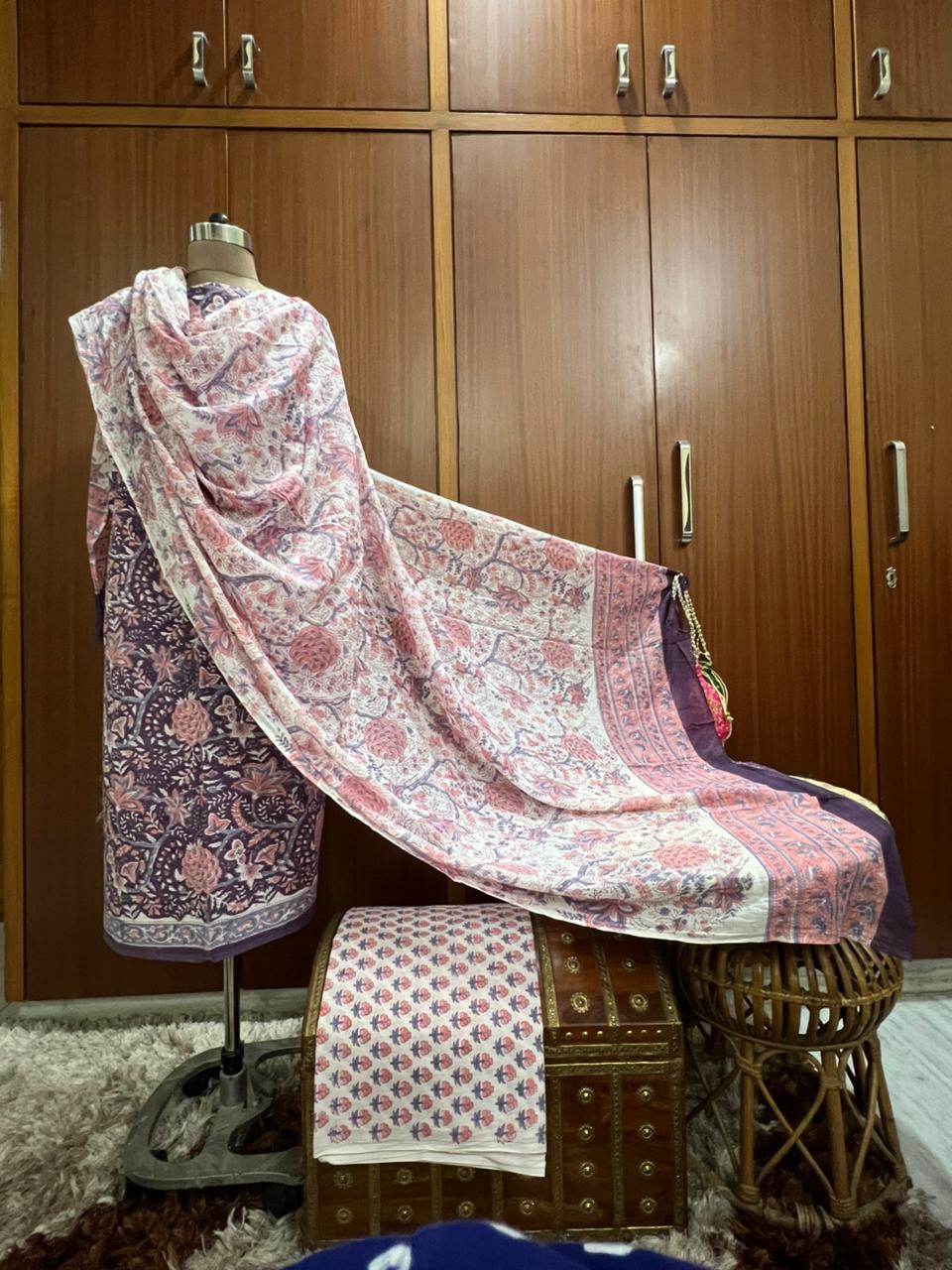 Exclusive Purple Meadow Heavy Printed Cotton Suit With Cotton Dupatta (OCOTC001)