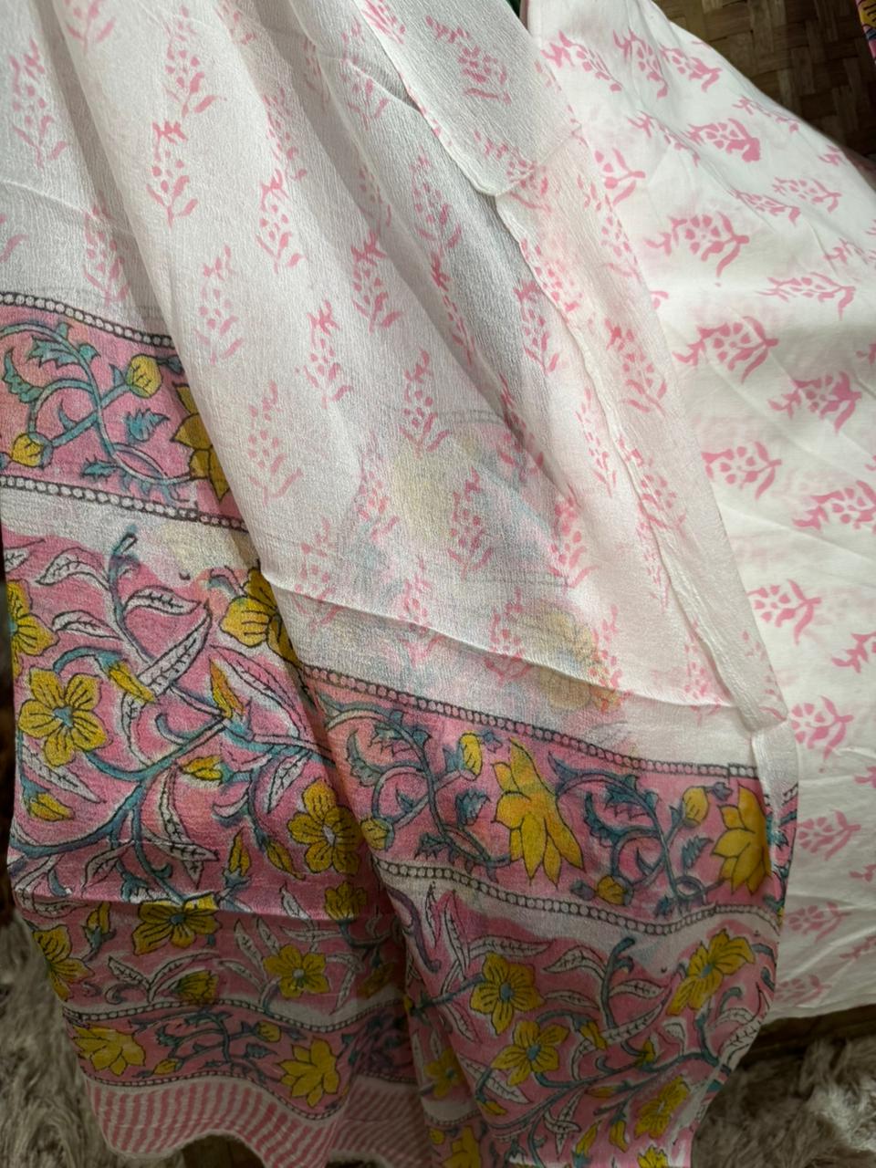 Premium Baby Pink Cotton Suit With Chiffon Dupatta (OCOTCF002)