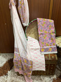 Premium Baby Pink Cotton Suit With Chiffon Dupatta (OCOTCF002)